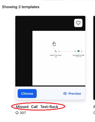 gohighlevel missed call text back template